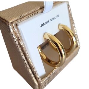 New House of Harlow 1960 Gold Earrings Thick Chunky Hoop Dangle Drop 1.5"